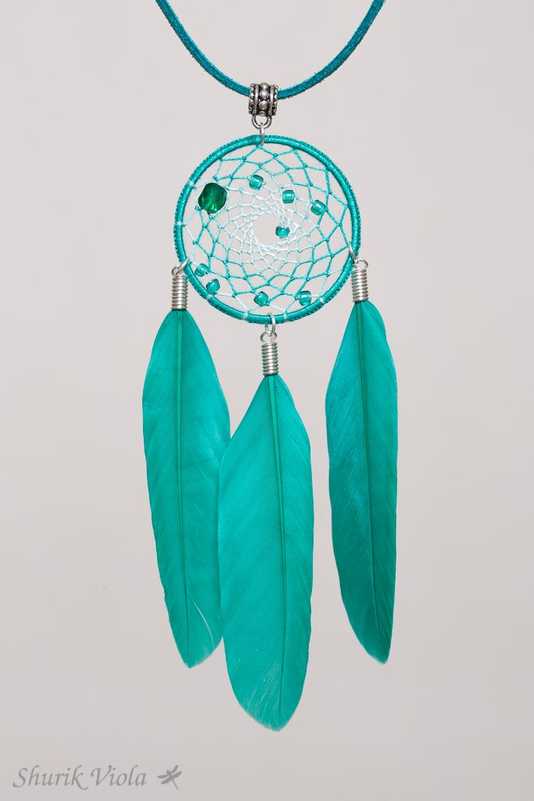 Pendant dreamcatcher "Mint" / Pendentif en forme d'attrape rêves "Menthe" - Shurik Viola