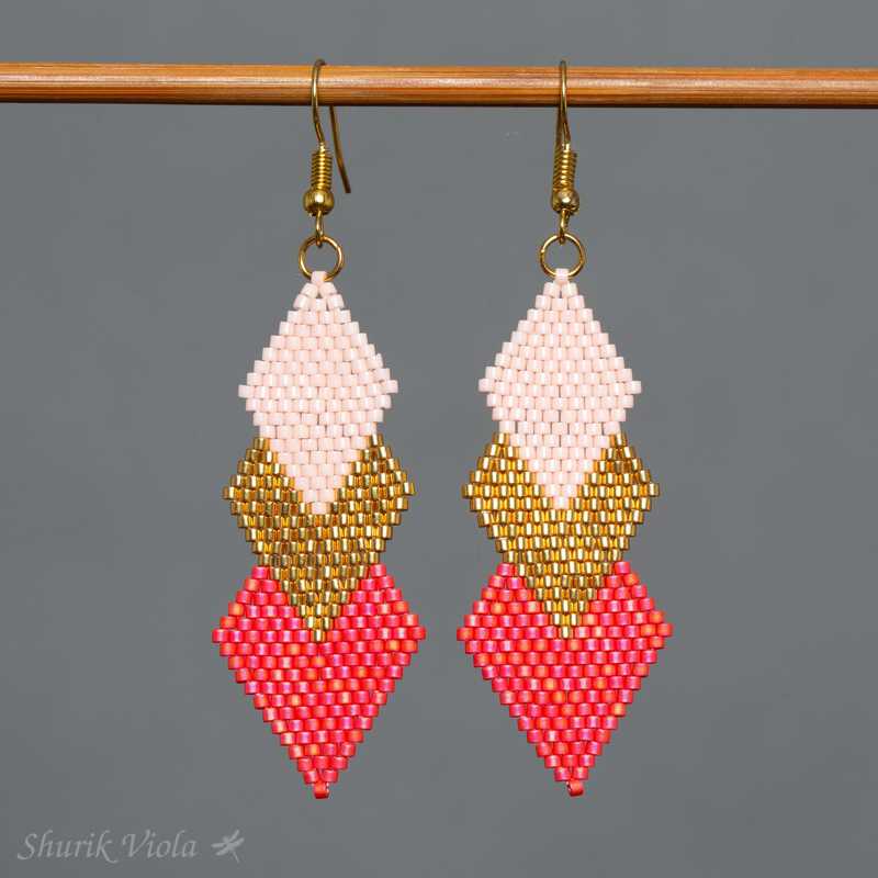 Seed bead earrings / Boucles d'oreilles en perles de rocaille - Shurik Viola