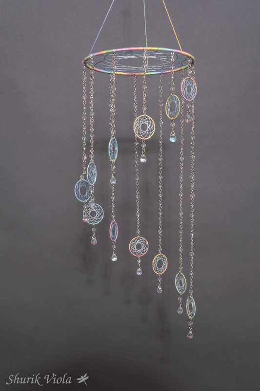 Mobile dreamcatcher "Rainbow" / Attrape rêves mobile "Arc-en-ciel"